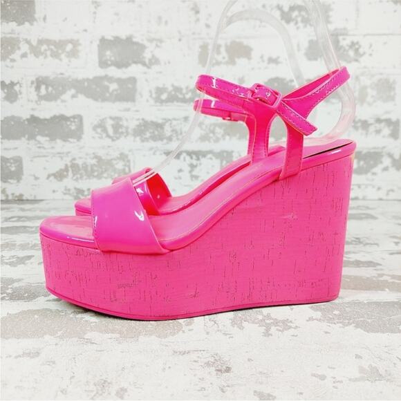 New Madden Girl Theo-C Pink Wedge Heel Platform Sandals size 7.5 - Picture 1 of 11